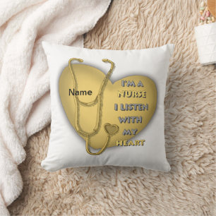 Big yellow heart nurse throw pillow
