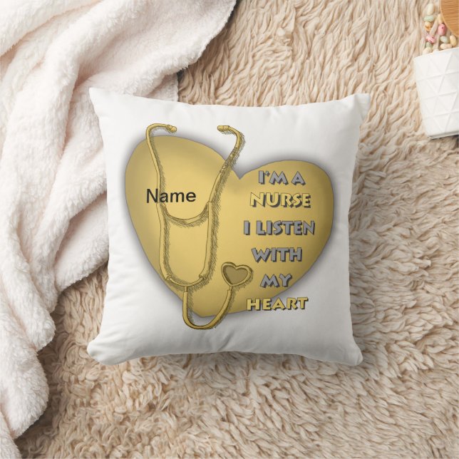 Big yellow heart nurse  throw pillow (Blanket)