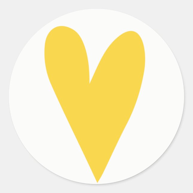 Big Yellow Heart Valentine's Day Classic Round Sticker (Front)