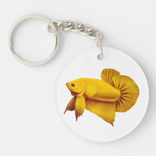 Big Yellow Mustard Betta Fish Keychain (Front)