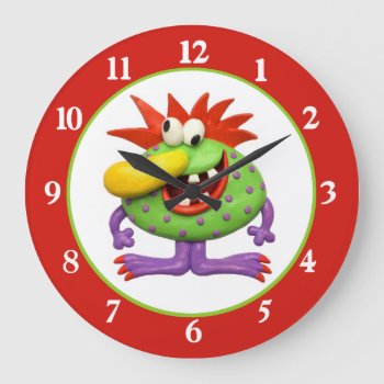 Big Yellow Nose Monster Large Clock by AmyVangsgard at Zazzle