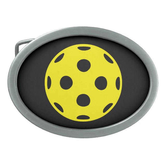 Big yellow pickleball belt buckle for super fan (Front)