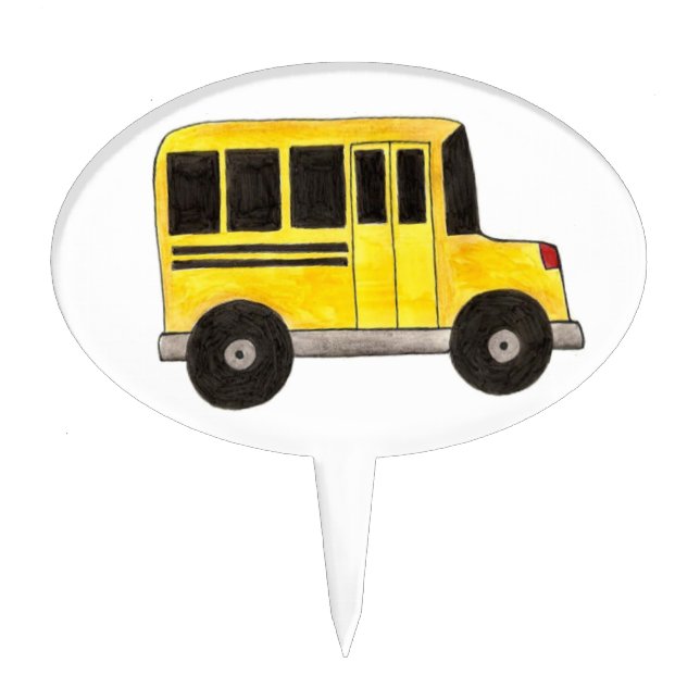 Big Yellow School Bus Child Birthday Party Cake Topper (Front)