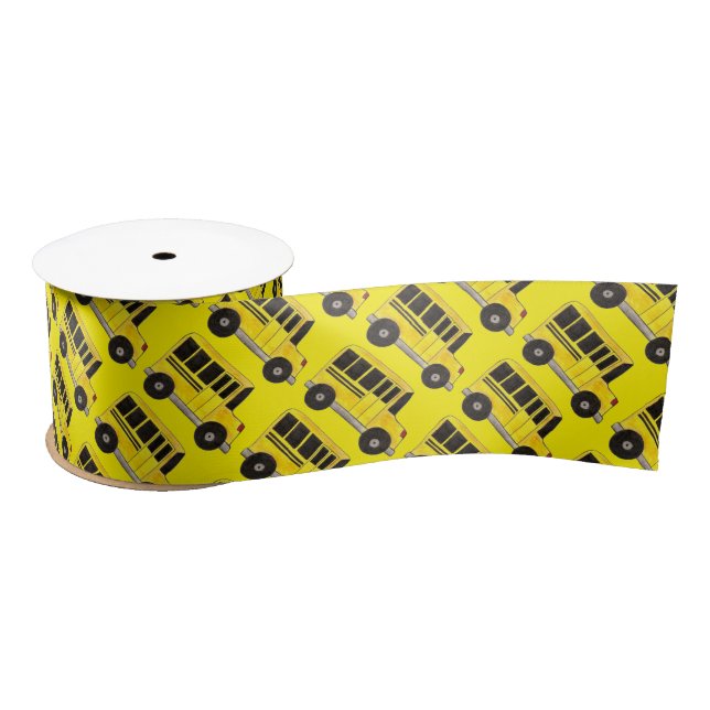 Big Yellow School Bus Driver Teacher Appreciation Satin Ribbon (Spool)