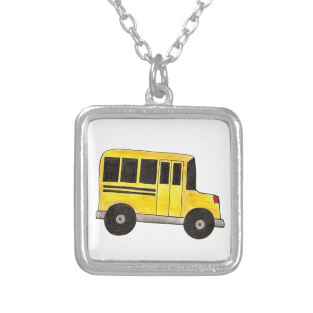 Big Yellow School Bus Driver Teacher Necklace (Front)