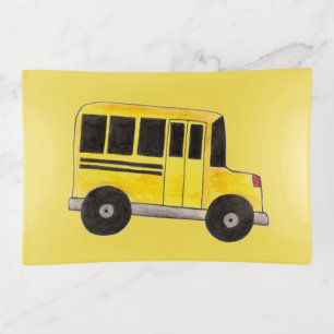 Big Yellow School Bus Driver Transportation Trinket Tray