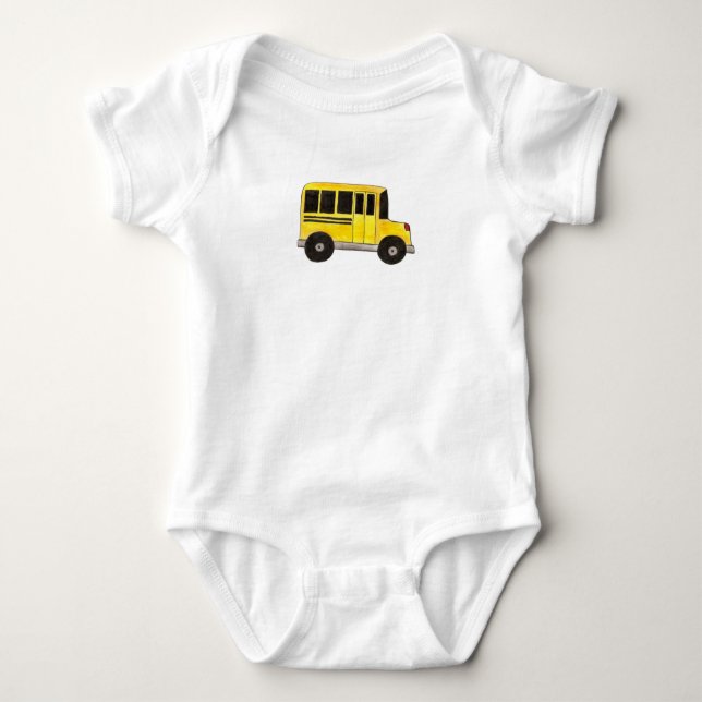Big Yellow School Bus Education Teacher Bus Driver Baby Bodysuit (Front)