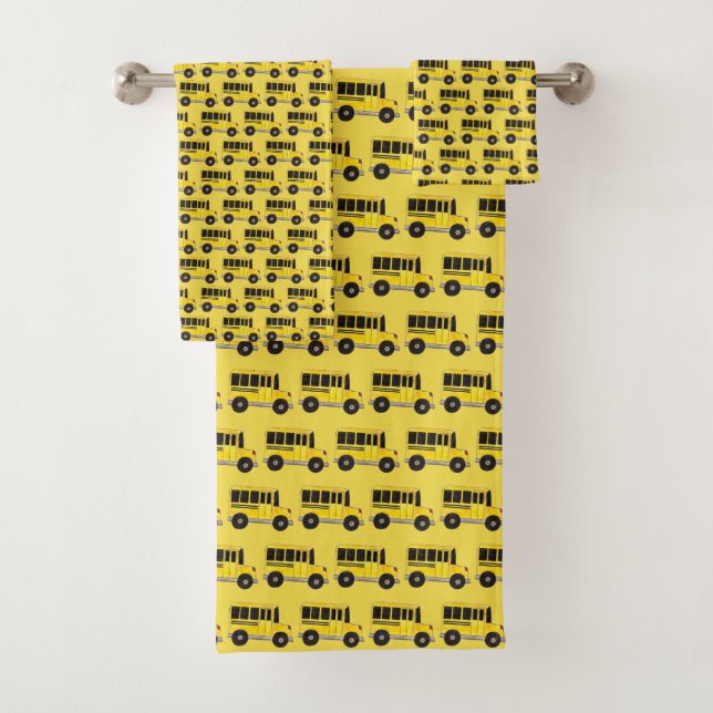 Big Yellow School Bus Education Teacher Bus Driver Bath Towel Set (Insitu)