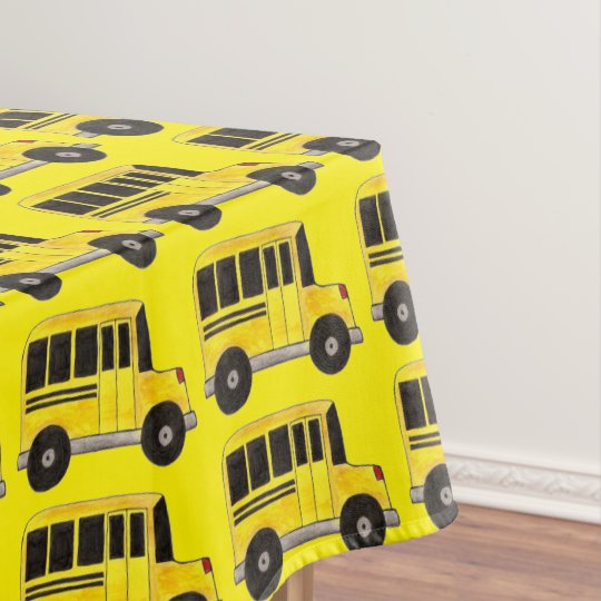 Big Yellow School Bus Print Tablecloth