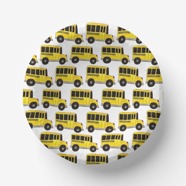 Big Yellow School Bus Teacher Driver Education Paper Bowls (Front)
