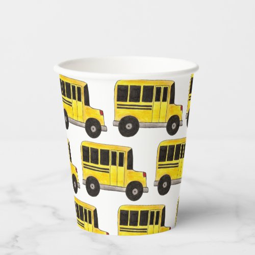 Big Yellow School Bus Teacher Driver Education Paper Cups