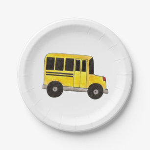 Big Yellow School Bus Teacher Driver Education Paper Plates