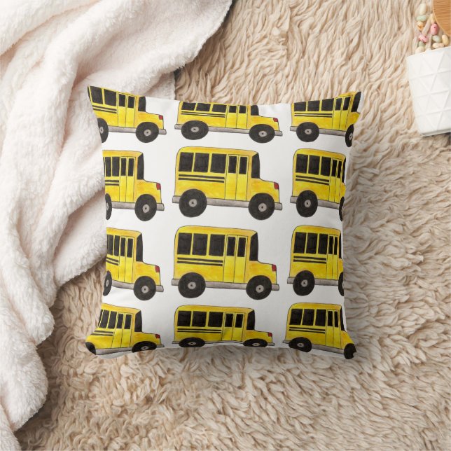 Big Yellow School Bus Teacher Driver Education Throw Pillow (Blanket)