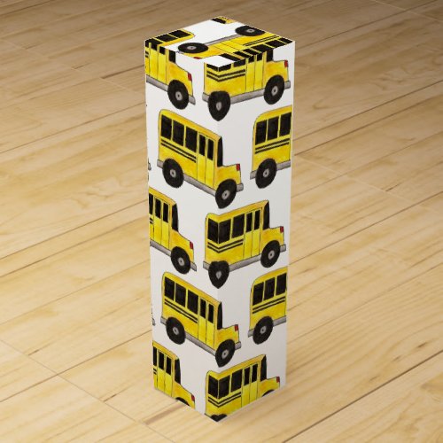 Big Yellow School Bus Teacher Driver Education Wine Box