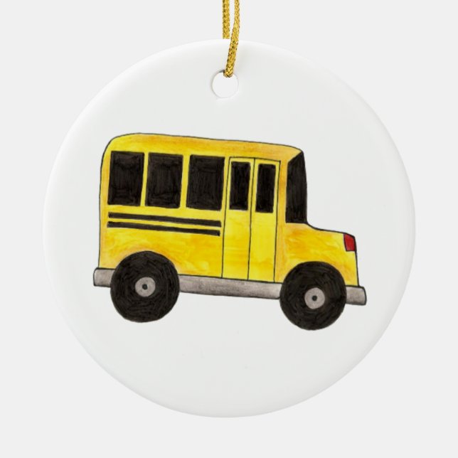 Big Yellow School Bus Teacher Driver Gift Ceramic Ornament (Front)
