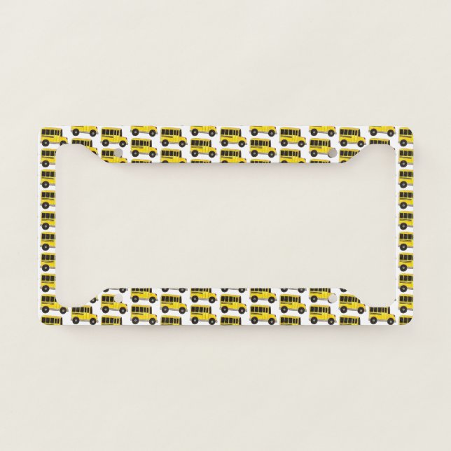 Big Yellow School Bus Teacher Driver License Plate Frame (Front)