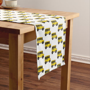 Big Yellow School Bus Teacher Driver Short Table Runner