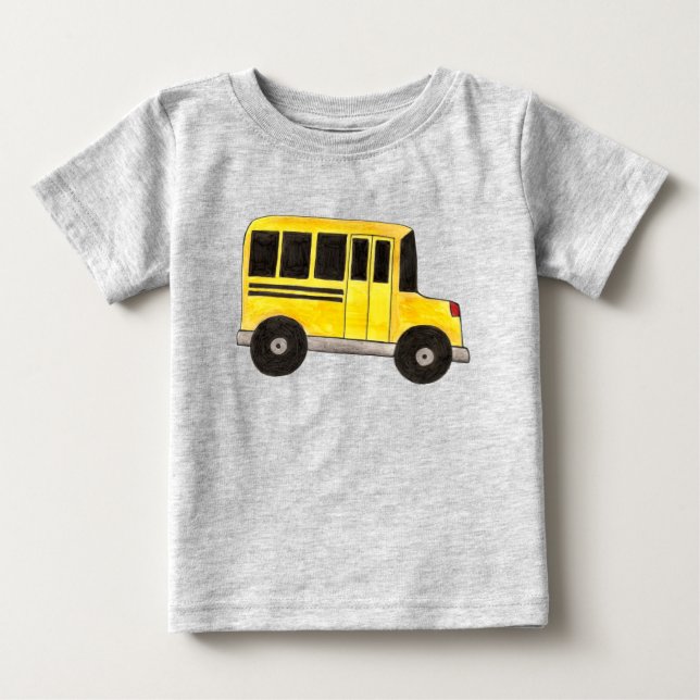 Big Yellow School Bus Teacher Education Transport Baby T-Shirt (Front)