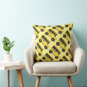 Big Yellow School Buses Print Bus Driver Teacher Throw Pillow