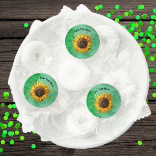 Big Yellow Sunflower Brown Center on Green Life Saver® Mints