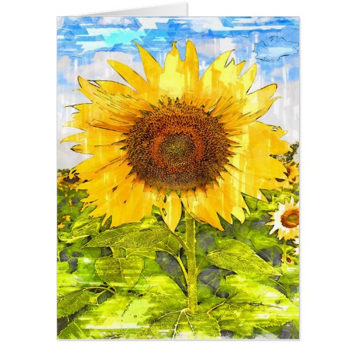 Big Yellow Sunflower Dad Mom Gift  Cute Birthday Card