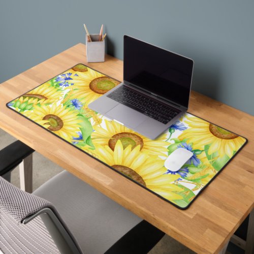 Big Yellow Sunflower Pattern Desk Mat