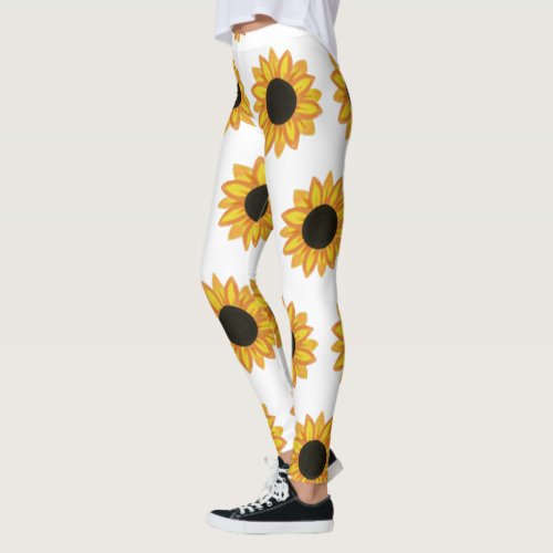 Big  Yellow Sunflower Pattern Womens Leggings