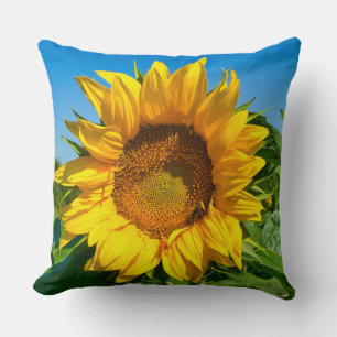 Big Yellow Sunflower Square Patio Throw Pillow