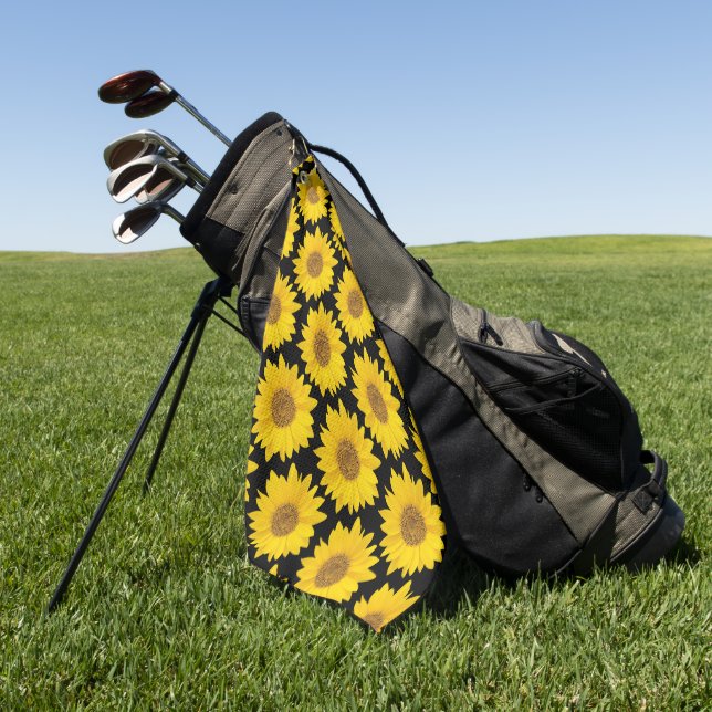 Big Yellow Sunflowers Golf Towel (Green)