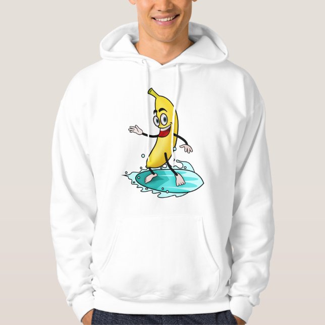 Big Yellow Surfing Banana Hoodie (Front)