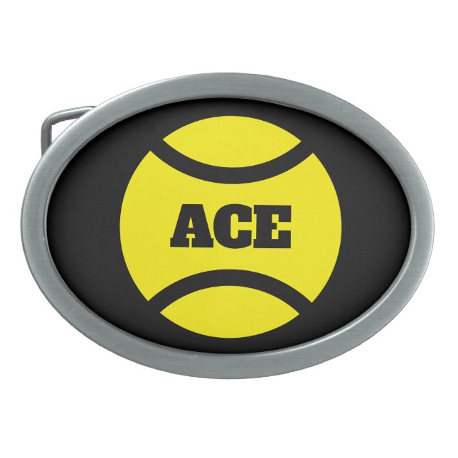 Big yellow tennis ball belt buckle for super fan (Front)