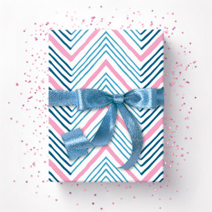 Big Zag Chevron in Pink and Deep Aqua Wrapping Paper