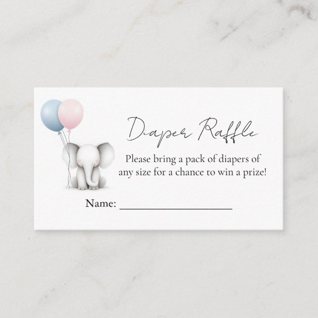 Big Zoo Baby White Elephant Birth Gender Reveal Enclosure Card (Front)
