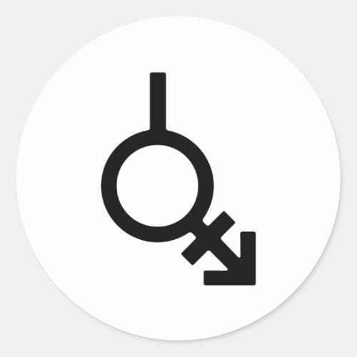 Bigender Androgyne and Neutrois Gender Symbol Classic Round Sticker