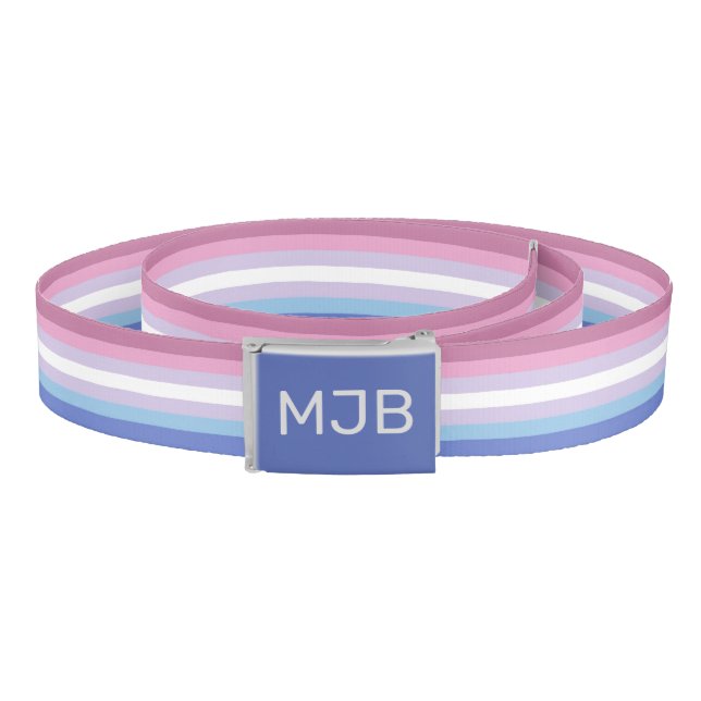 Bigender Flag Monogrammed Initials Belt (Coil)