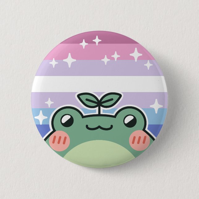Bigender LGBT Pride Flag Frog Button (Front)