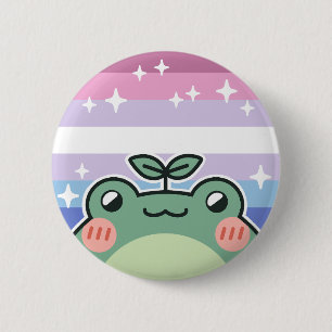 Bigender LGBT Pride Flag Frog Button