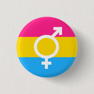 Bigender Pansexual Flag Symbol Button