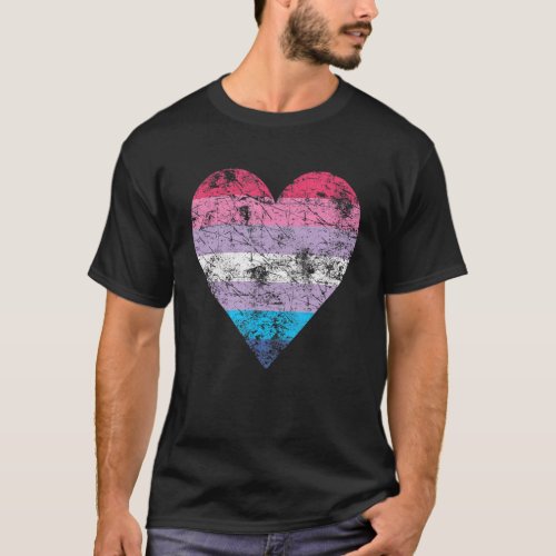 Bigender Pride Flag Heart Vintage Bigender Flag 1 T_Shirt