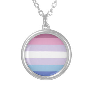 bigender pride flag silver plated necklace