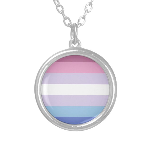 bigender pride flag silver plated necklace (Front)