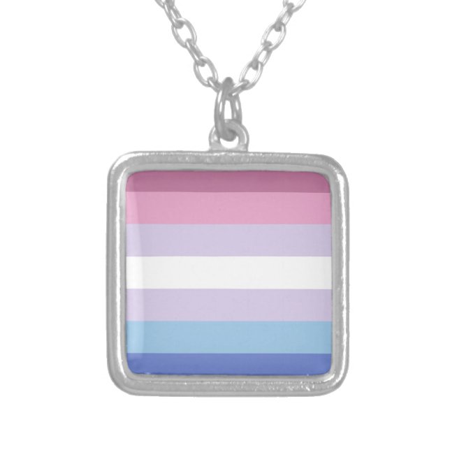 bigender pride flag silver plated necklace (Front)