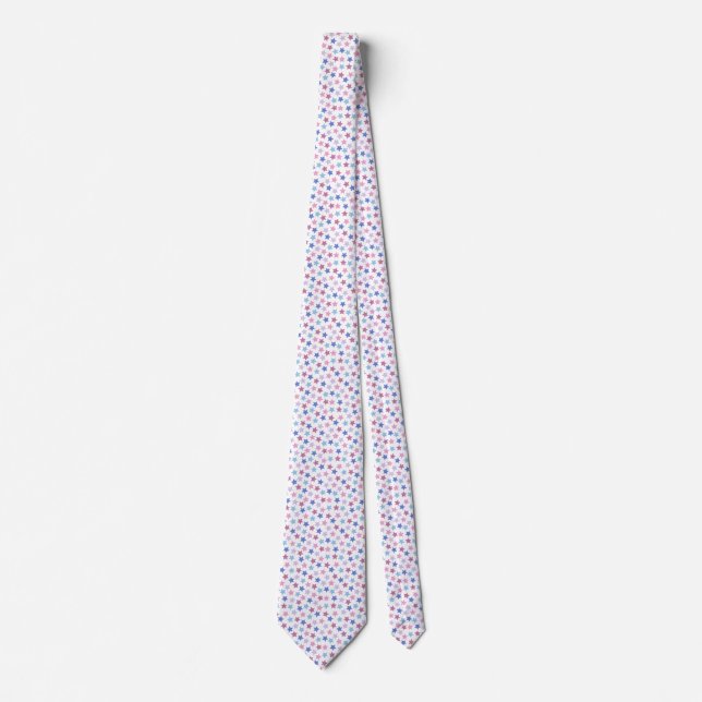 Bigender Pride Stars Pink Blue Lavender Neck Tie (Front)