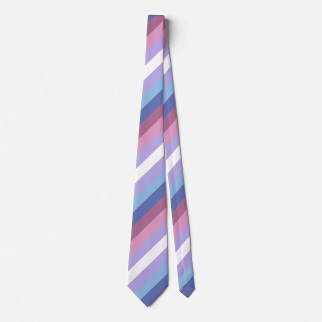 Bigender Pride, Striped Print, LGBTQ Pride Neck Tie (Front)