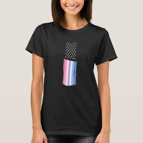 Bigender Us Flag Queer Gay Pride Month Lgbtqia Bi  T_Shirt