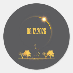 Bigfoot 08.12.26 Total Solar Eclipse 2026 Classic Round Sticker