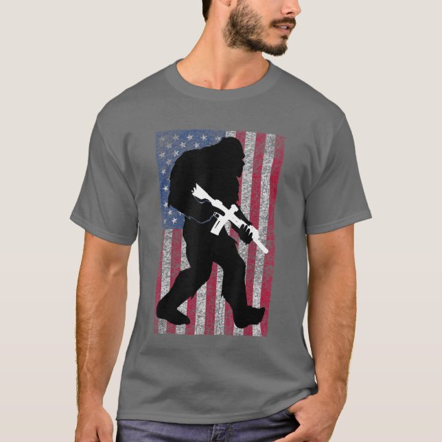 Bigfoot 2nd Amendment Right to Bear Arms Gift T-Shirt (Front)