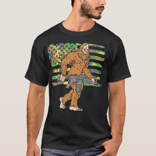 Bigfoot 2nd Amendment Right to Bear Arms Gun Camou T_Shirt