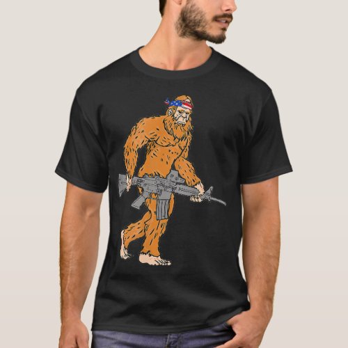 Bigfoot 2nd Amendment Right to Bear Arms Gun  USA T_Shirt