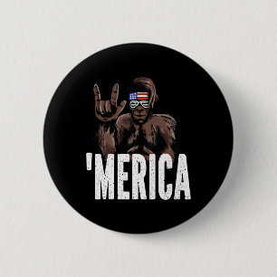Bigfoot 4th Of July American Independence Day Asl Button